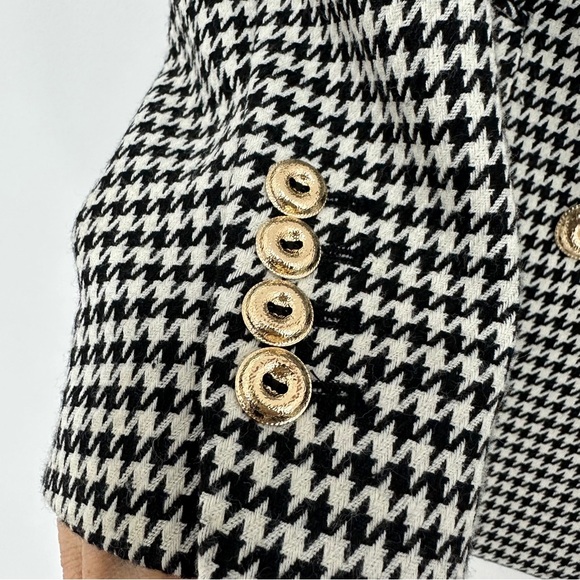 Aritzia Wilfred Houndstooth Double Breasted Margaux Blazer Jacket in Black White - Picture 6 of 9